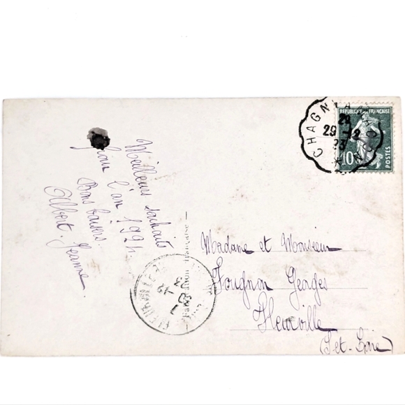 French Bonne Annee Small Holland Village Winter Scene New Year's Postcard - Picture 2 of 3